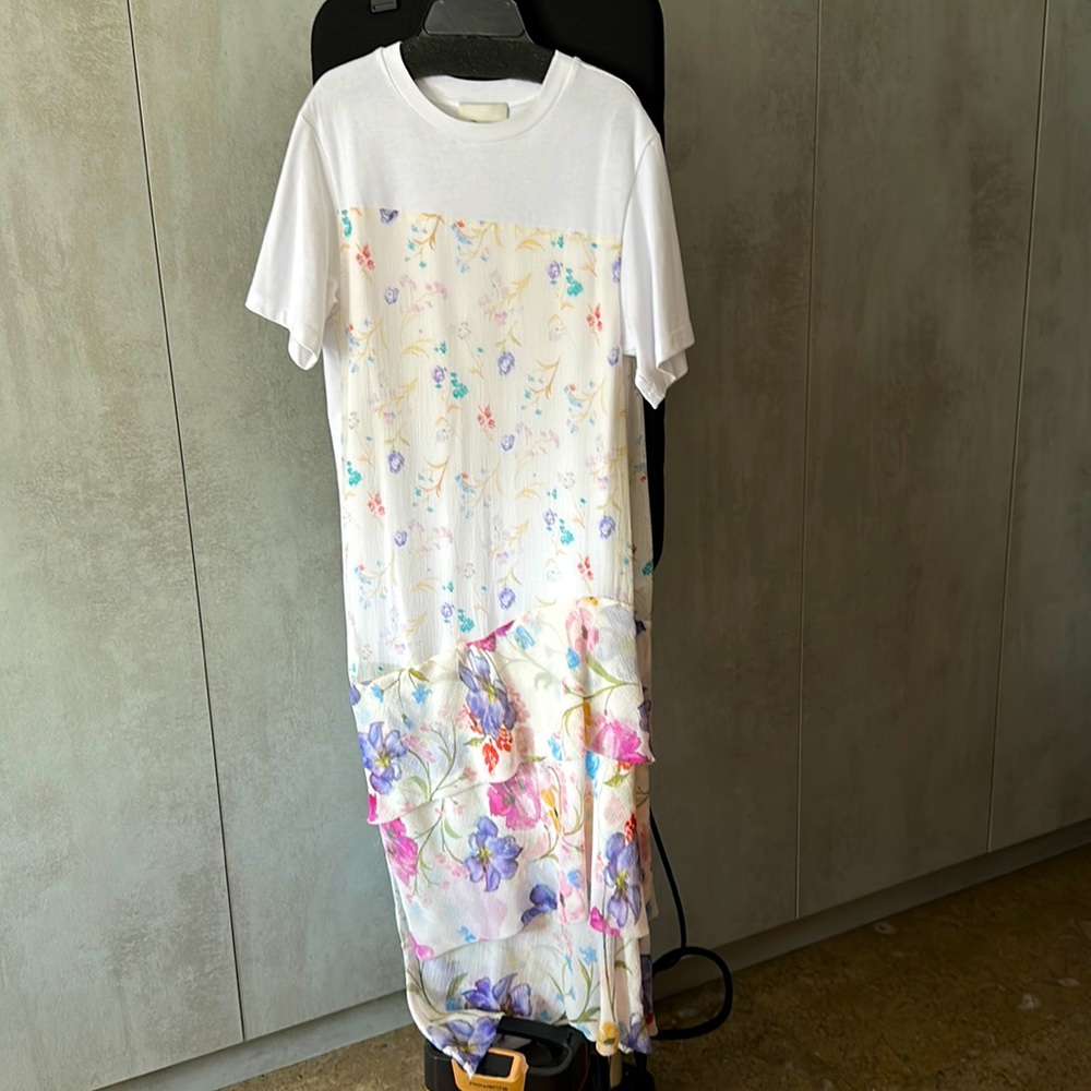 3.1 Phillip Lin Chiffon Floral Ruffled T-shirt Size XS
